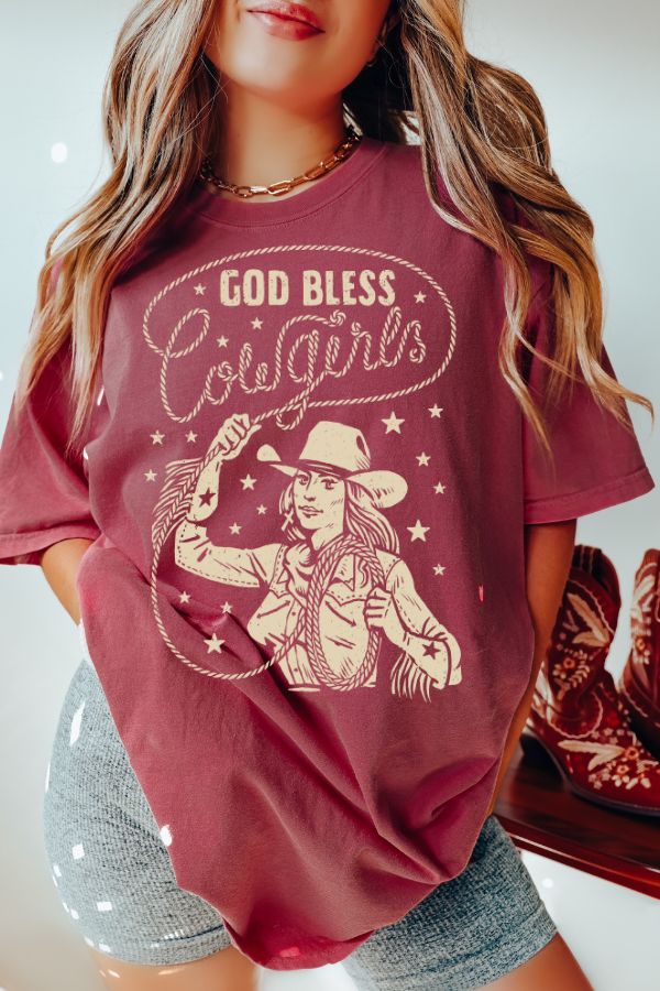 God Bless Cowgirls Comfort Colors Shirt