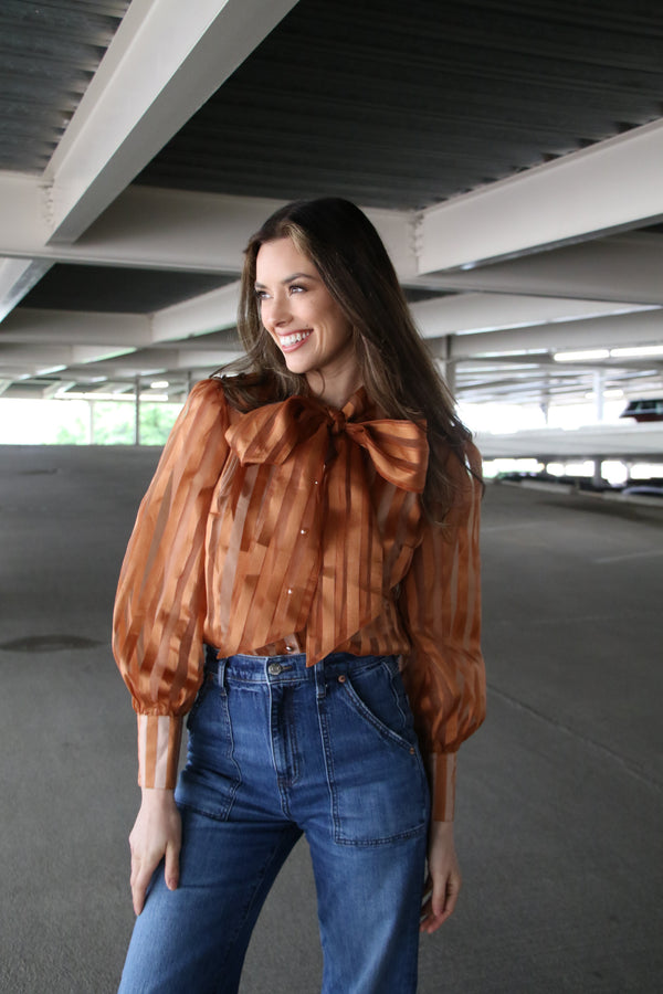 CC2712 Rust Bow Blouse