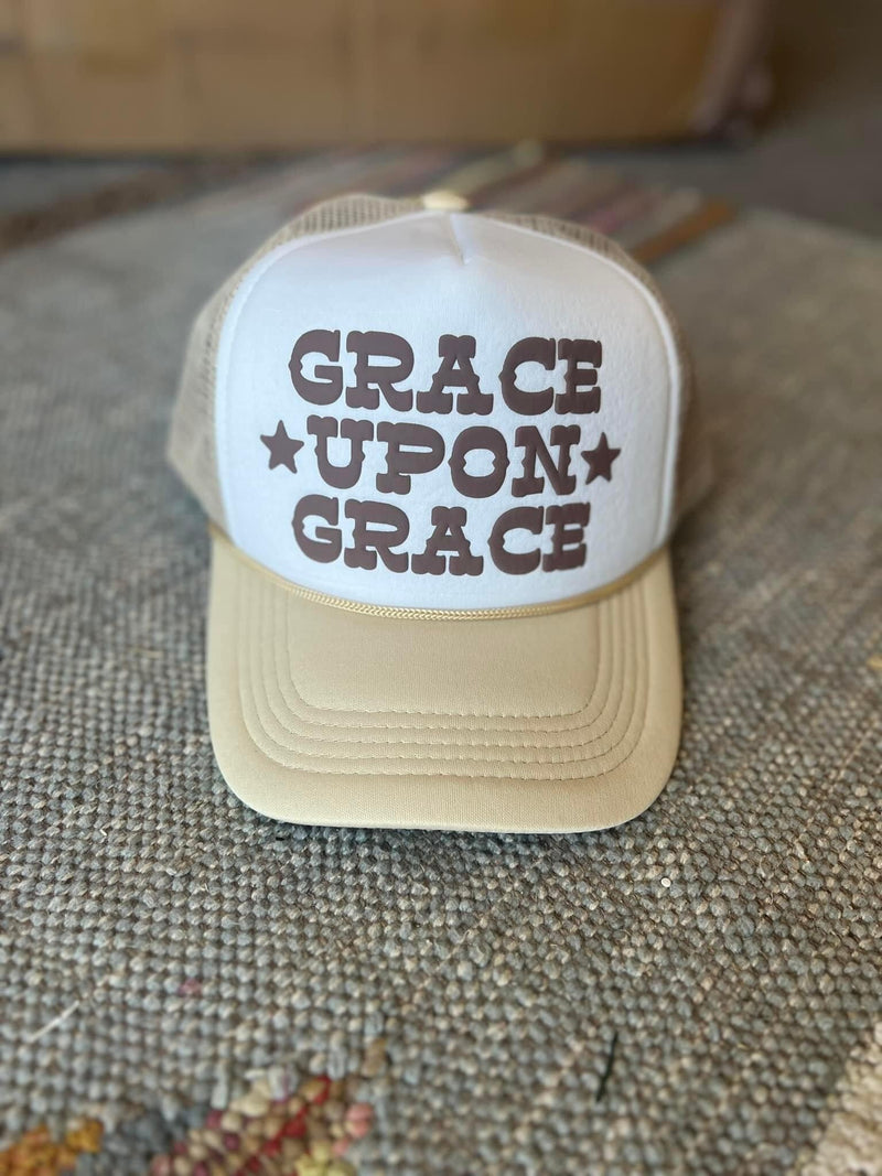 Grace Upon Grace Trucker Hat, Trendy Trucker Hat, Religious Hat, Jesus Hat, Inspirational Hat, Foam Trucker, Cute Summer Hat