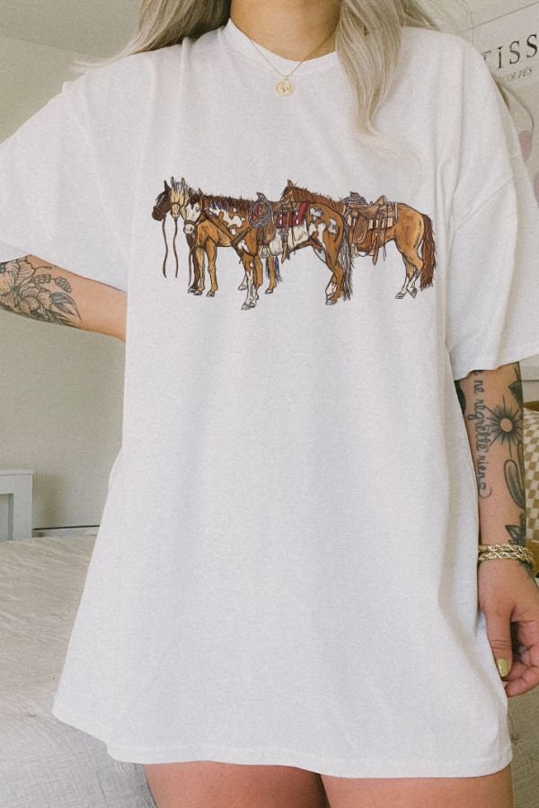 Horsin Around Comfort Colors Shirt, Western Graphic Tee, Cowgirl Tshirt, Horse Girl T Shirt, Ranch Girl Tee, Cowboy Graphic Shirt, Rodeo Tee