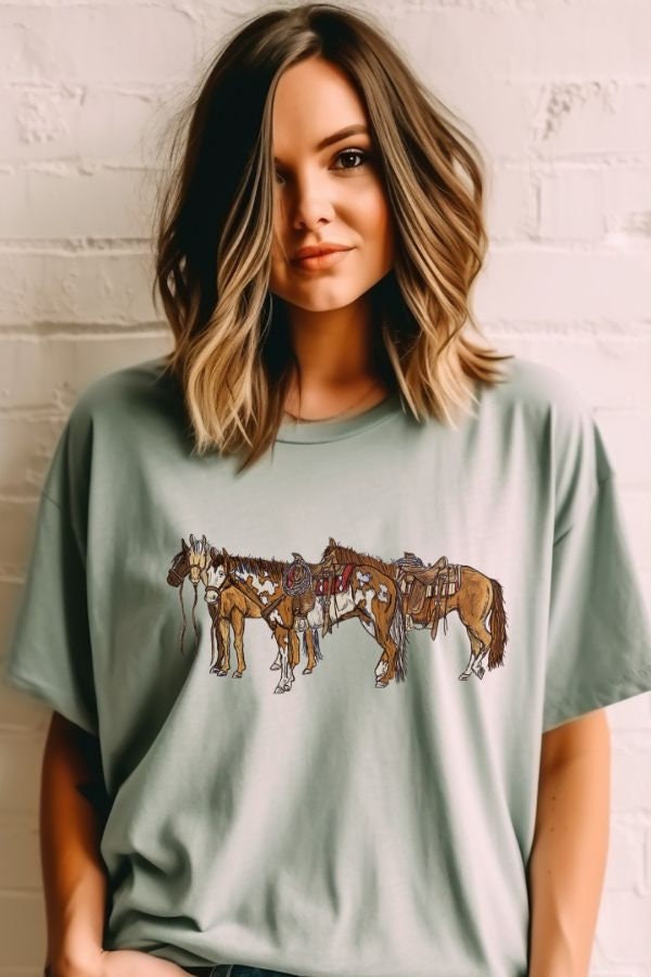 Horsin Around Comfort Colors Shirt, Western Graphic Tee, Cowgirl Tshirt, Horse Girl T Shirt, Ranch Girl Tee, Cowboy Graphic Shirt, Rodeo Tee