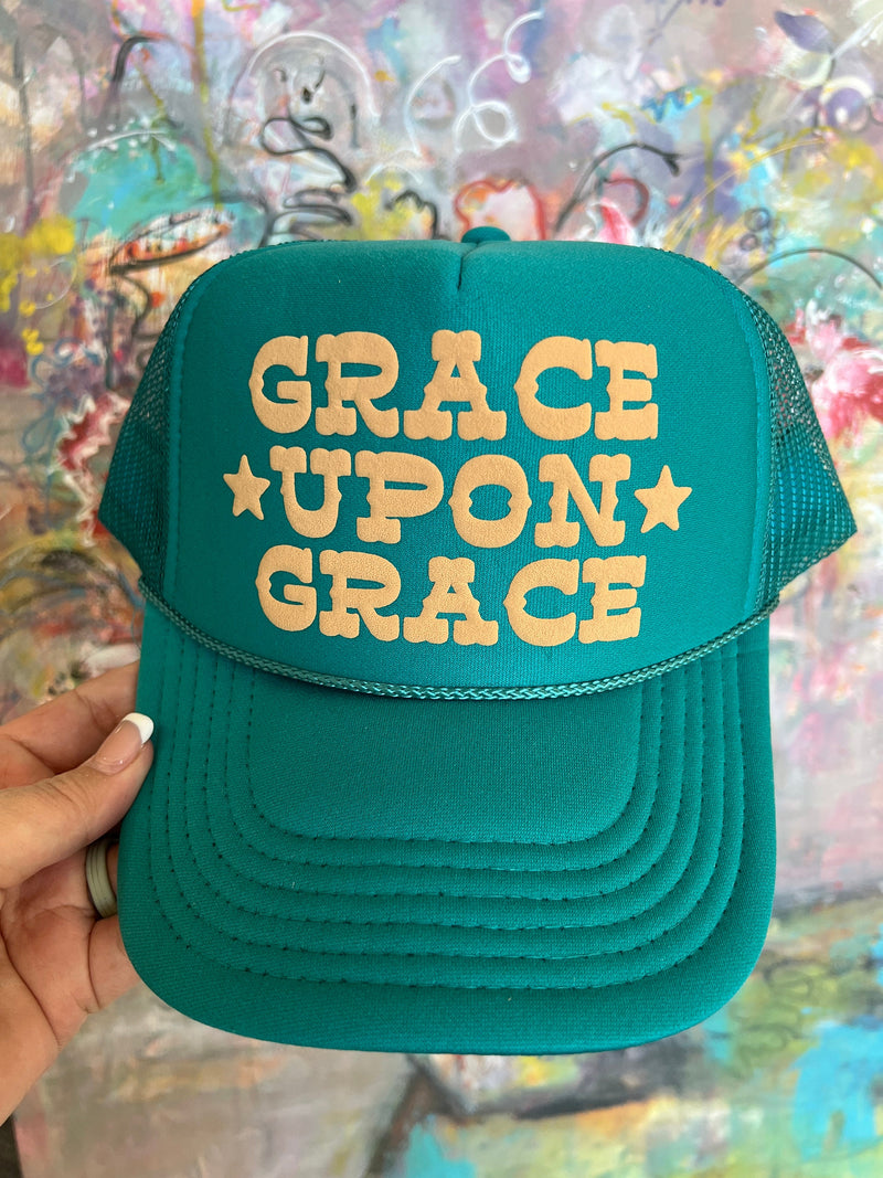 Grace Upon Grace Trucker Hat, Trendy Trucker Hat, Religious Hat, Jesus Hat, Inspirational Hat, Foam Trucker, Womens Trucker Hat