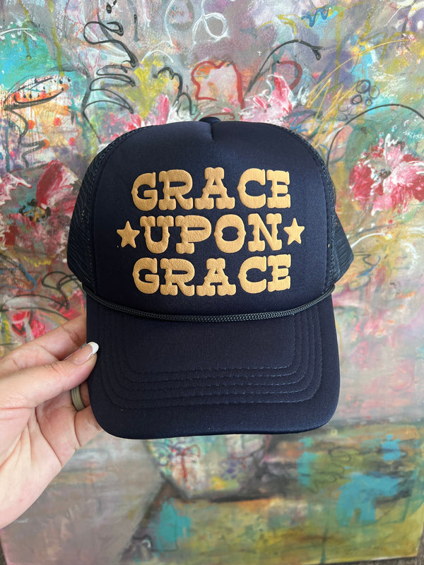 Grace Upon Grace Trucker Hat, Trendy Trucker Hat, Religious Hat, Jesus Hat, Inspirational Hat, Foam Trucker, Womens Trucker Hat