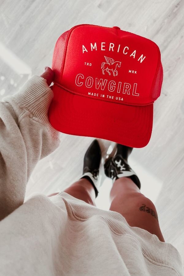 American Cowgirl Trucker Hat, Cowboy Trucker Hat, Western Hat, Cute Trucker Hat, Cowgirl Hat