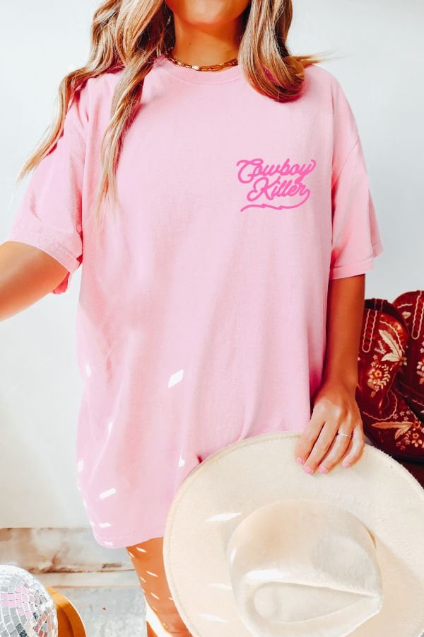 Cowboy Killer Hot Pink FRONT AND BACK  T-Shirt