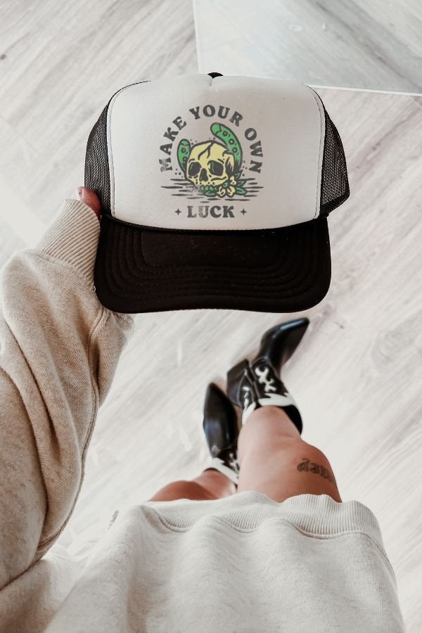 Make Your Own Luck Trucker Hat, Trendy Trucker Hat, Cute Trucker Hat, Western Trucker Hat, Retro Cowgirl, St Patricks Day Hat, Lucky Trucker