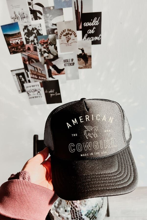 American Cowgirl Trucker Hat, Cowboy Trucker Hat, Western Hat, Cute Trucker Hat, Cowgirl Hat