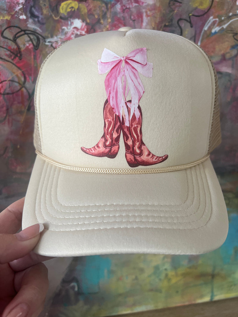 Coquette Cowgirl Trucker Hat, Western Trucker Hat, Cowgirl Trucker Hat, Western Apparel, Bow Trucker hat, Cowgirl Hat, Cowboy Boots,