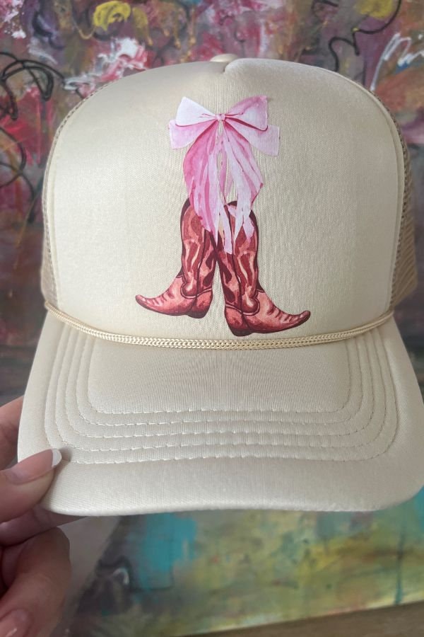 Coquette Cowgirl Trucker Hat, Western Trucker Hat, Cowgirl Trucker Hat, Western Apparel, Bow Trucker hat, Cowgirl Hat, Cowboy Boots,