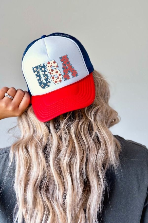 USA Trucker Hat, 4th of July Trucker Hat, Independence Day Trucker Hat, Red White and Blue Trucker Hat, Summer Trucker Hat, Girls Trip Hat