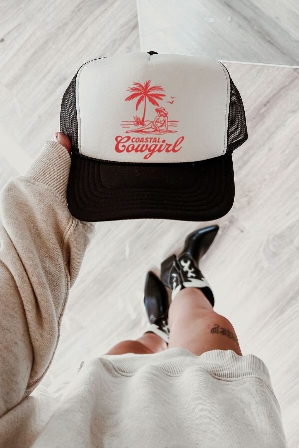 Coastal Cowgirl Red Lettering Trucker Hat