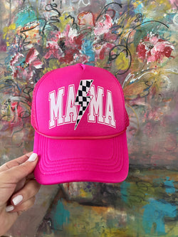 Mama Trucker Hat, Trendy Trucker Hat, Gift for Mom, Cute Trucker Hat, Lightening Bolt Trucker Hat, Retro Mom Trucker Hat,