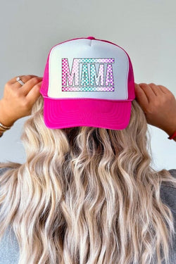 Colorful Mama Checkered Hot Pink/White Trucker