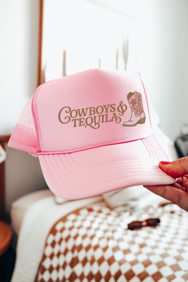 Cowboys and Tequila Trucker Hat, Western Trucker Hat, Cowgirl Trucker Hat, Girls Trip Hat, Nash Bash, Gift for Cowgirl, Retro Cowgirl