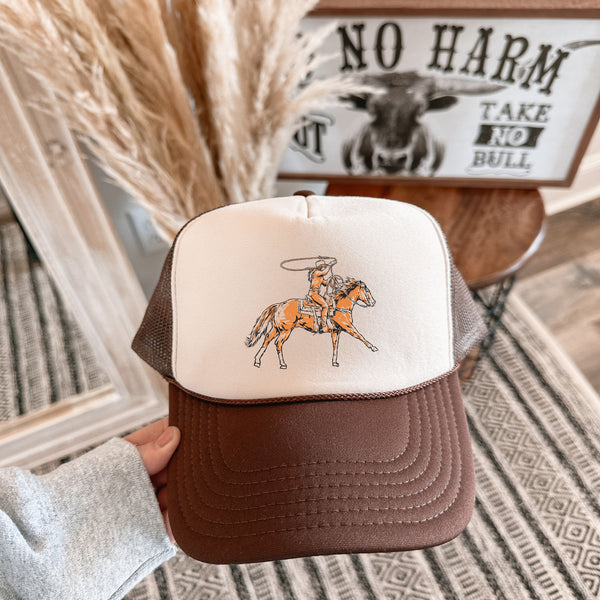 Cowgirl Trucker Hat, Cowboy Trucker Hat, Western Hat, Cute Trucker Hat, Cowgirl Hat, Gift for Horse Lover, Horse Trucker, Ranch girl, Rodeo